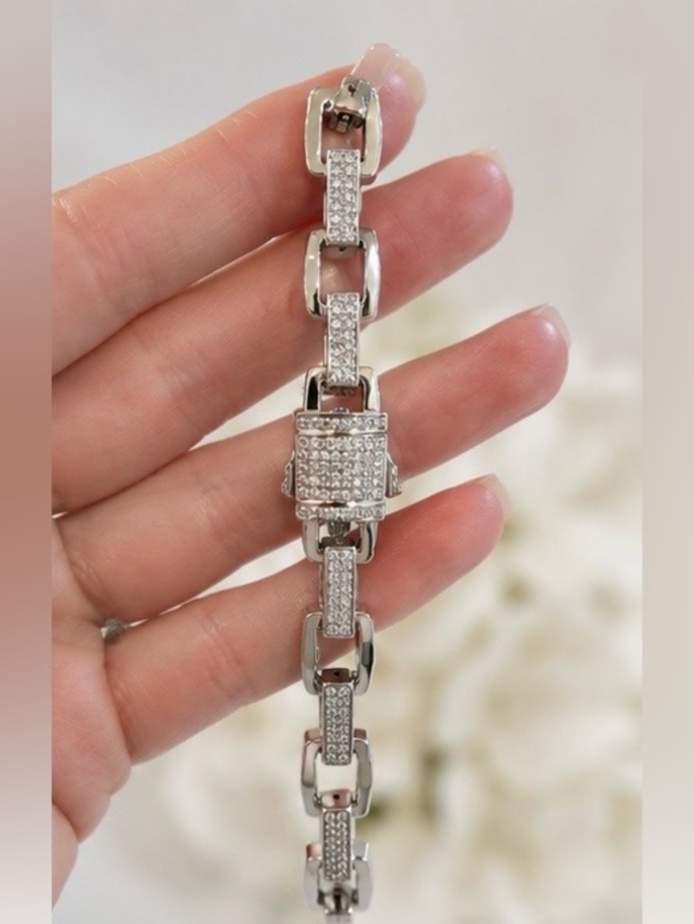 Silver Pavé Link Bracelet | Stainless Steel | New 🩶 - Picture 5 of 8